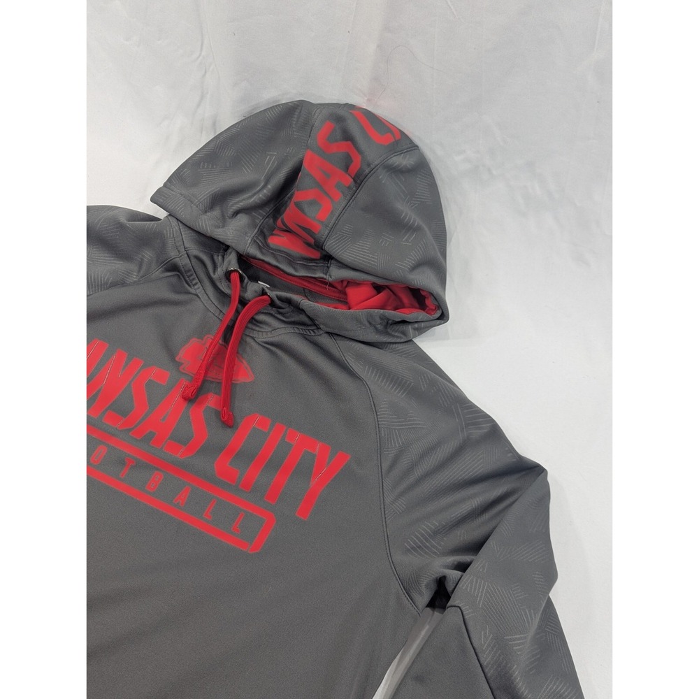 Kansas City Chiefs Hoodie Sweatshirt Pullover Men's Medium Gray Red Print EUC